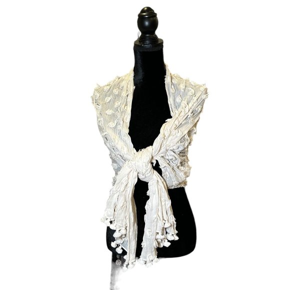 Unbranded Scarf Shawl Womens Woven Long Rectangle White Lightweight Semi Sheer - Picture 2 of 7